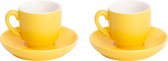 Palmer - Colors - Koffie kop en schotel - Mat - 2 stuks - 14 cl - Geel - Porselein - Koffiekopjes