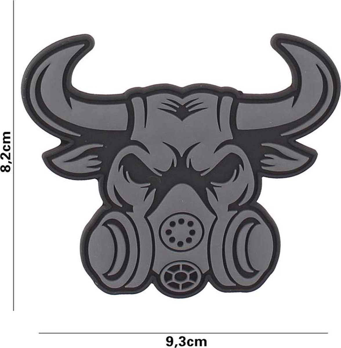 Embleem, 3D PVC Gasmask bull grijs