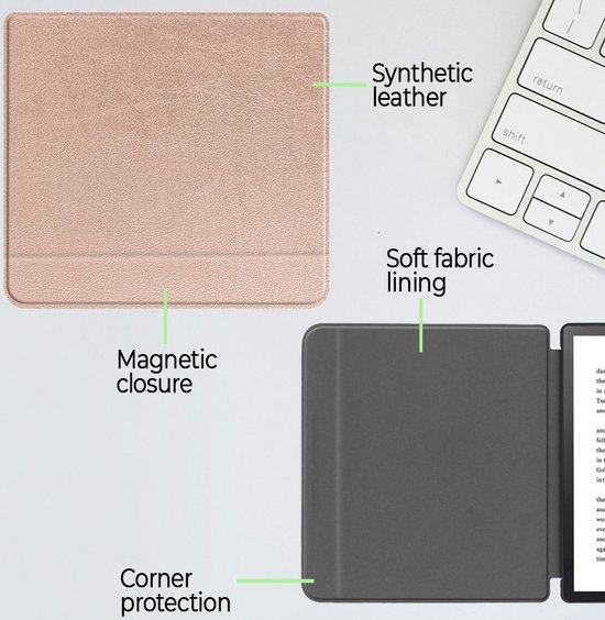 Lunso Geschikt voor Kobo Forma hoes (8 inch) - sleepcover - Rose Goud van Lunso — afbeelding 4