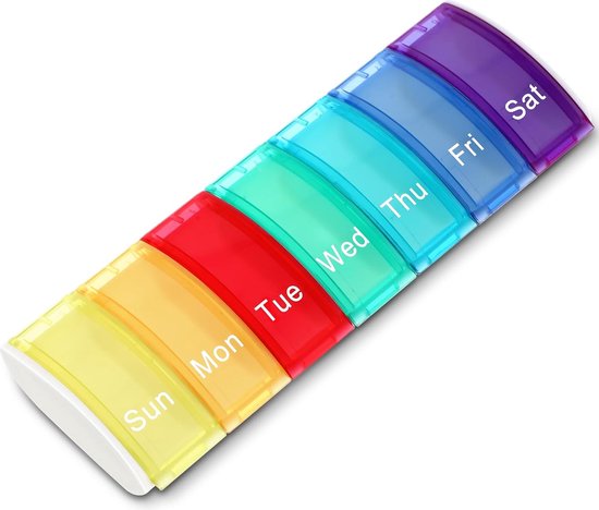 Fullicon Wekelijkse pillendoosorganizer, 7 dagen tabletdozen voor vitamines en supplementen, gemakkelijk te openen, grote medicijndoos, draagbare medicijnorganizer voor op reis