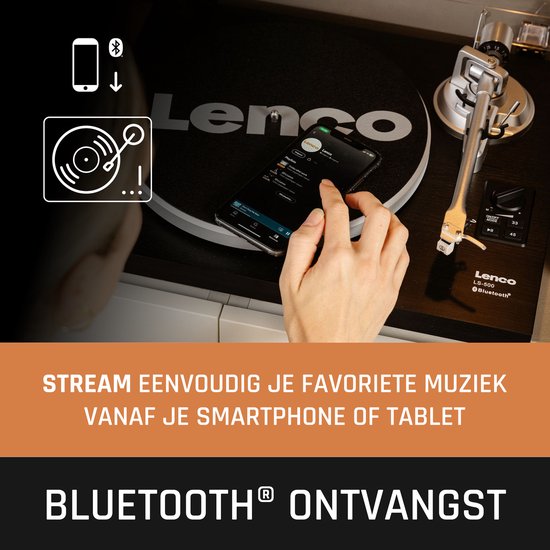 Lenco Platenspeler met Bluetooth - Twee externe Speakers - Ingebouwde Versterker - LS-500BK - Zwart — afbeelding 2
