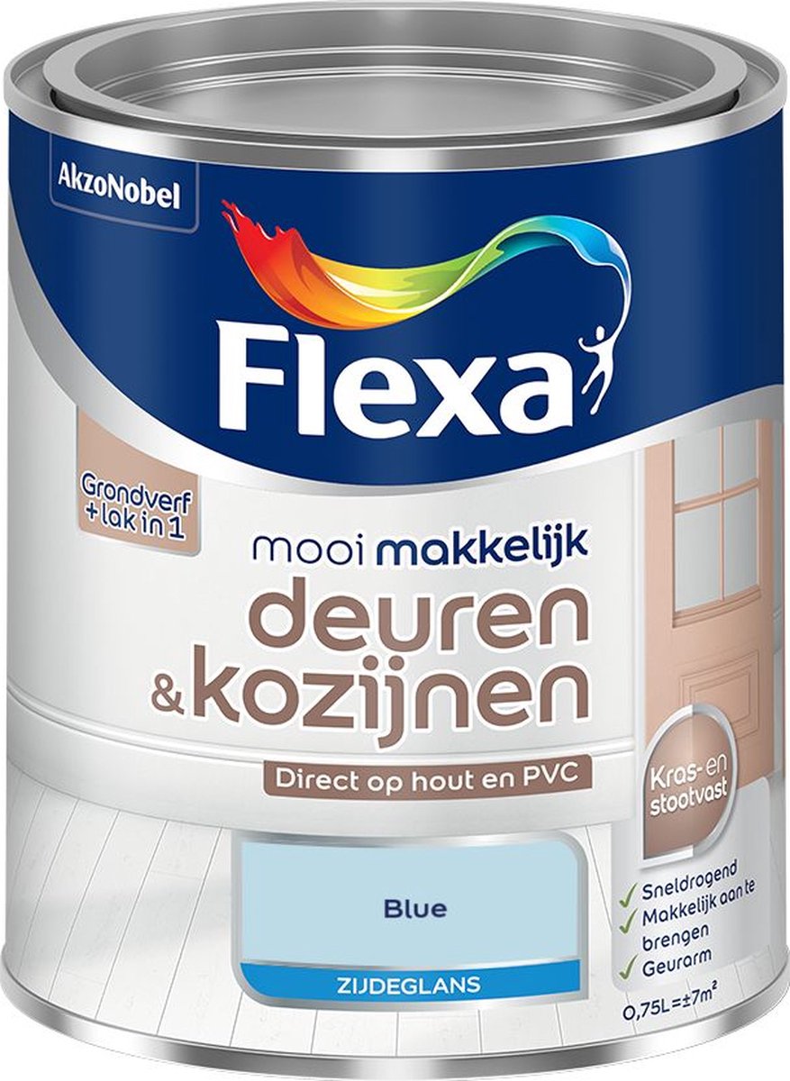 Flexa - Mooi Makkelijk Deuren & Kozijnen Zijdeglans - Blue - Mengverf - 0.75 L