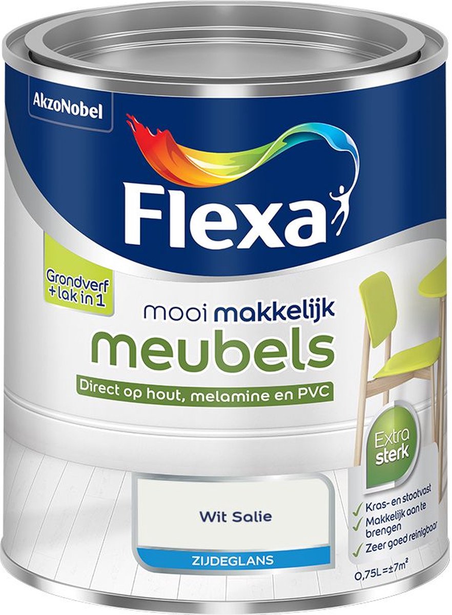 Flexa - Mooi Makkelijk Meubels Zijdeglans - Wit Salie - Mengverf - 0.75 L