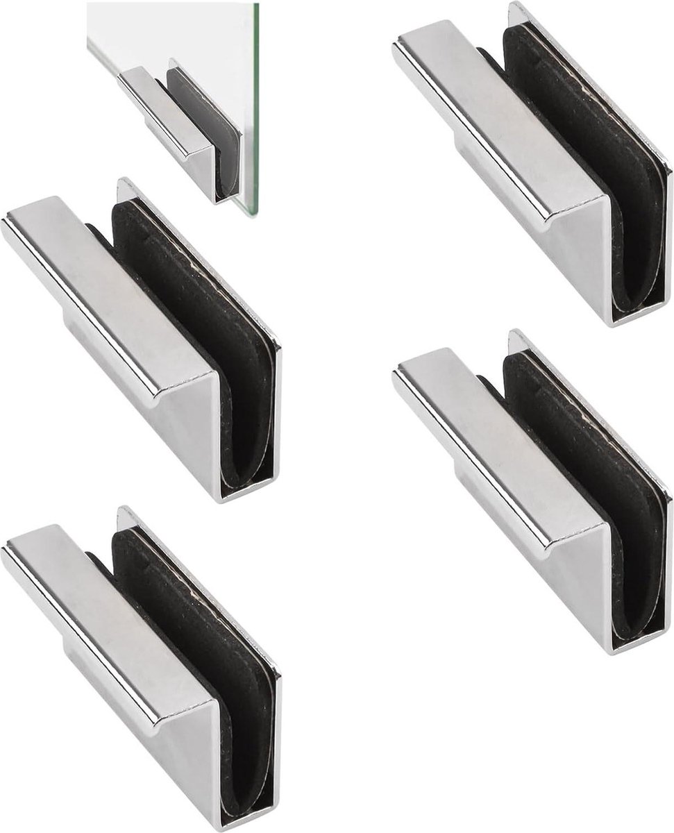 4 stuks rechthoekige glazen vingerrand pull klem - 5-6 mm dikke frameloze glazen deur