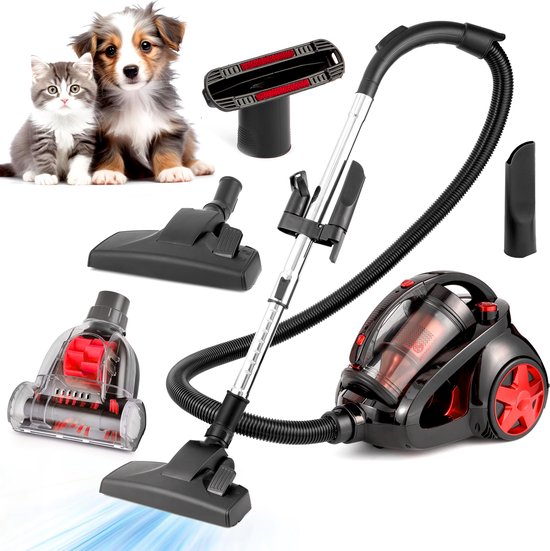 AG3000 Stofzuiger Zonder Zak - Stofzuigers - Dierhaarbestendig -Vacuum Cleaner Zakloos - Geschikt Voor Dierenharen - 900W - Sterke Zuigkracht - Rood