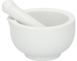 Alpina Vijzel met stamper - wit - keramiek - D8 cm - keuken artikelen - klein model