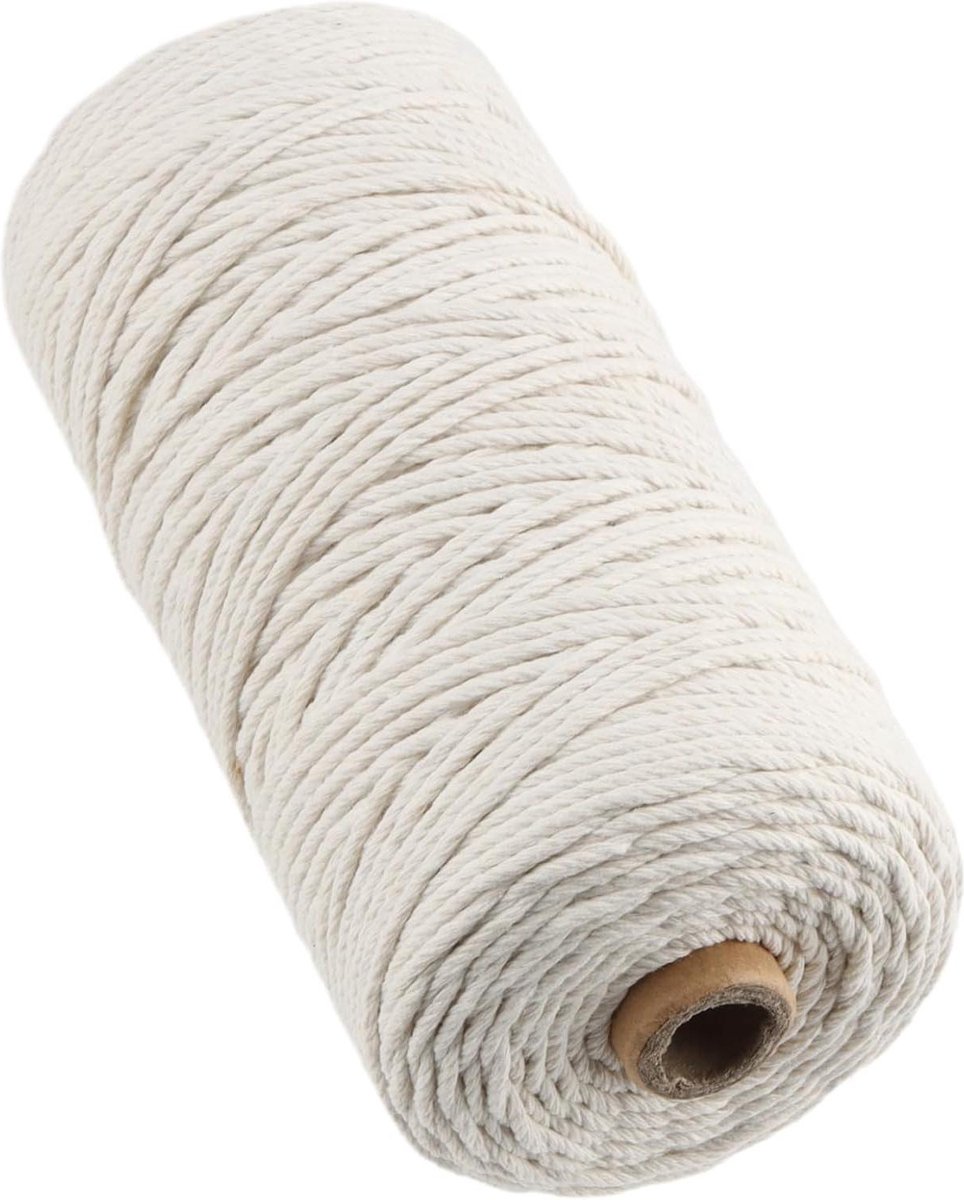 2 mm x 400 m Beige Katoen Macramégaren voor Plantenhangers en Knutselen