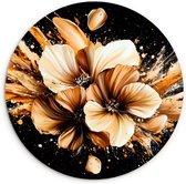 WallCircle® Wandcirkel 150x150 cm - Muurcirkel Bloemen - Goud - Graffiti - Zwart - Abstract - Muurdecoratie woonkamer - Wanddecoratie slaapkamer - Kamer decoratie accessoires - Ronde schilderijen
