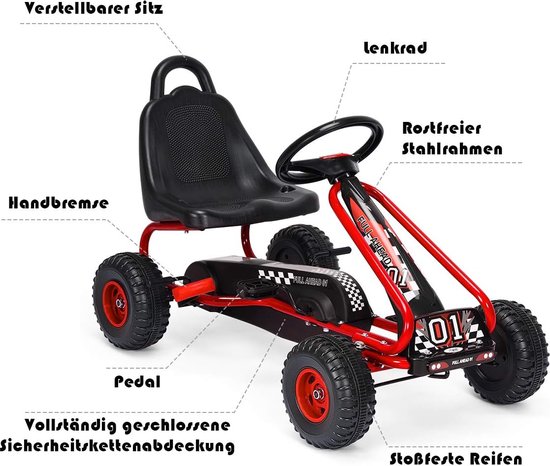 Vidaxl kart à pédales pour enfants rouge VIDAXL Pas Cher