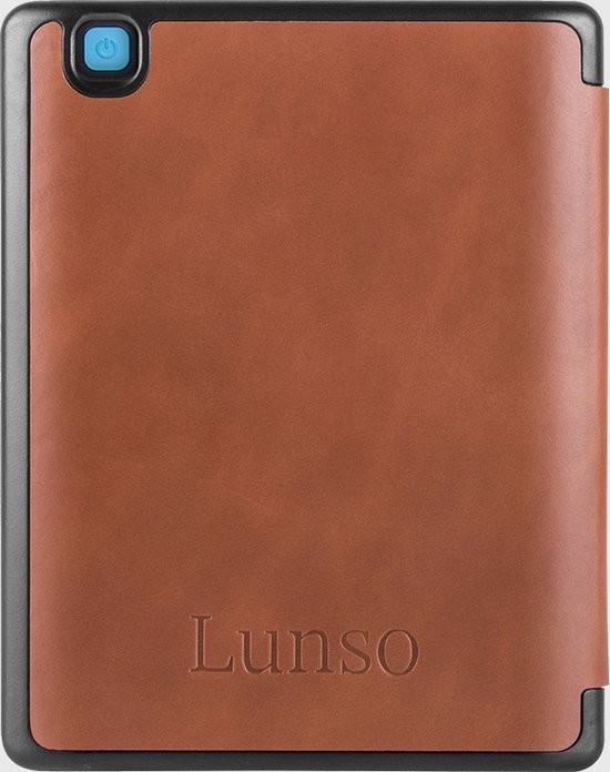 Lunso Geschikt voor Kobo Aura Edition 2 hoes (6 inch) - Leren sleepcover - Cognac van Lunso — afbeelding 2