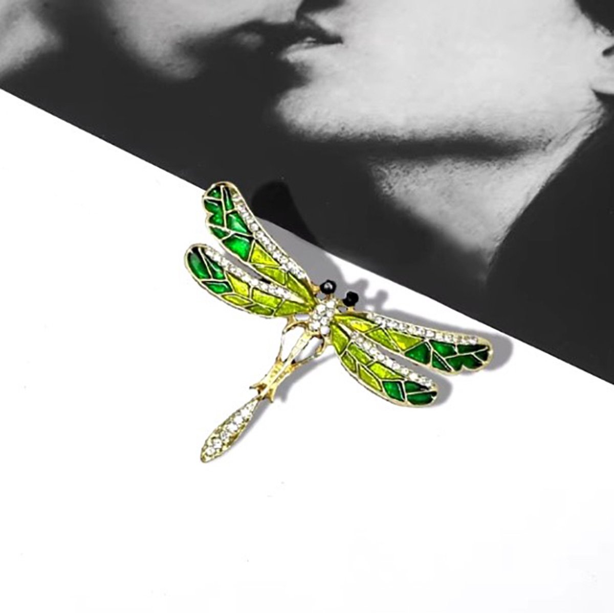 Actie4you® - Broche - Libelle - 68x55mm – Groen – Handbeschilderde Libelle Broche