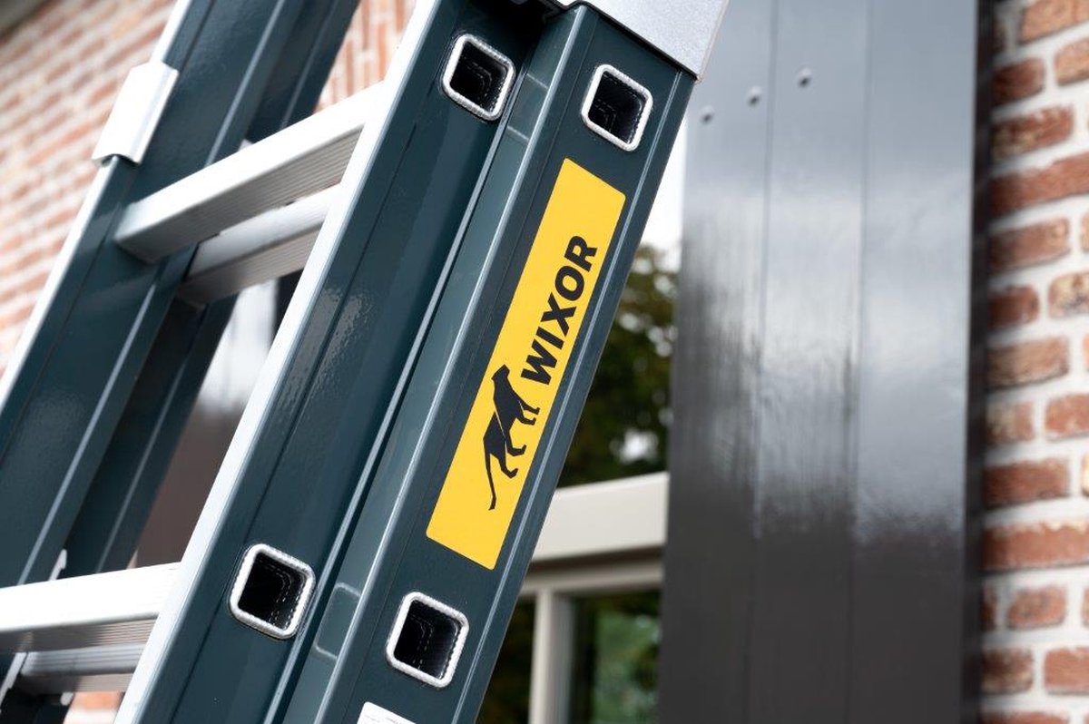Professionele Schuifladder | 3-delig |gecoat | 3x8 treden | Top Safe Systeem |Aluminium | Anti slip | EN 131-1 + 2, NEN 2484, TÜV en GS gecertificeerd – foto 4