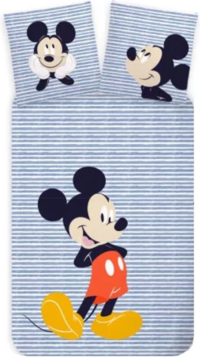 Mickey Mouse peuterdekbedovertrek - Stripes - 100 x 135 cm - Katoen
