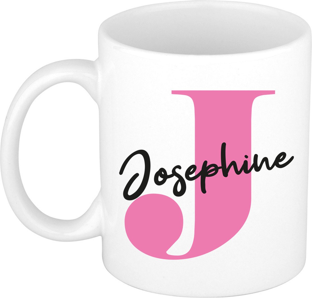Bellatio Decorations Naam mok Josephine - roze - wit - keramiek - 300 ml - cadeau beker