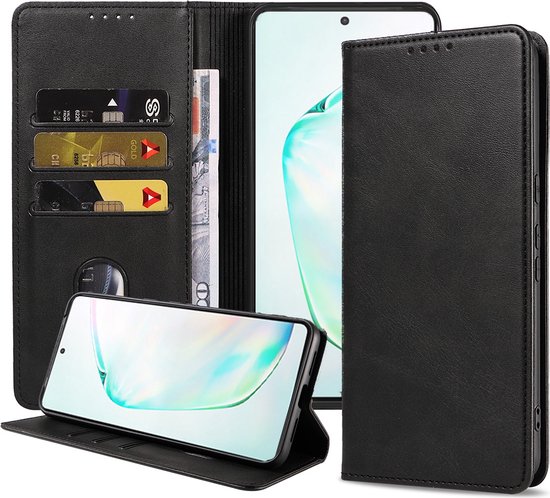 Smartphonica Étui pour Samsung Galaxy Note 10 Lite Étui en Simili Cuir avec Fermeture Magnétique et Porte-cartes Book Case avec Couverture - Zwart pour Samsung Galaxy Note 10 Lite