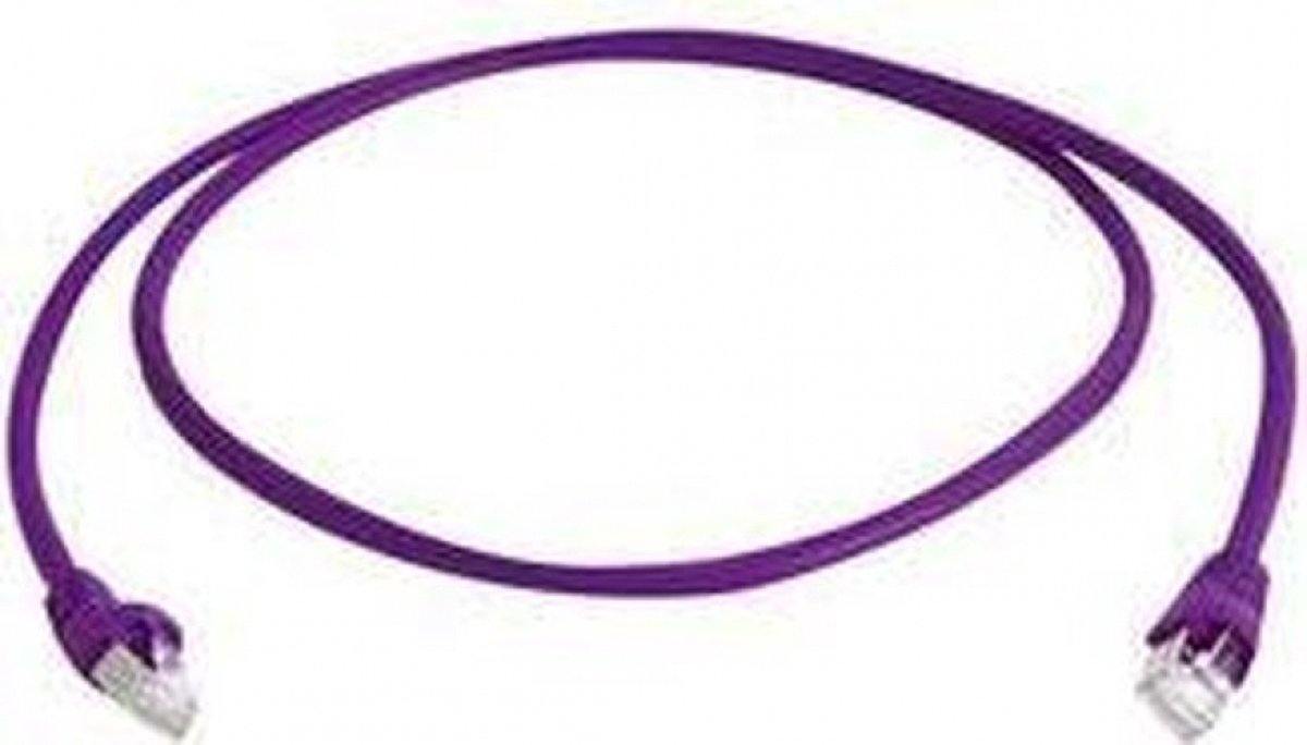 Telegärtner 100008035 RJ45 Netwerkkabel, patchkabel CAT 6A S/FTP 0.25 m Violet UL gecertificeerd, Vlambestendig, Snagle