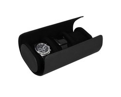 Aretica Horlogebox - Horlogedoos - Met 3 sleuven - Geschikt voor 3 horloges - Horloges opbergen - Watch box - Horloge accessoire - Watch Roll - Etui - Bescherming - 3 compartimenten - Cadeau - Geschenk - Kerst - Vaderdag - PU-Leer - Fluweel - Zwart