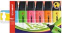 STABILO BOSS ORIGINAL etui met 6 markeerstiften: lichtblauw, groen, roze, rood, oranje, geel.