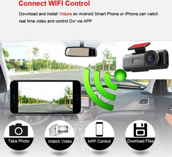 Camera Dashcam Voiture Dashcam Voiture 4K, Camera Voiture WiFi Avec Écran IPS 3, Contrôle Par Application, Dash Cam Avec Grand Angle 170° 140°,Vision Nocturne, G-Sensor Dashcam Voiture Sans Fil