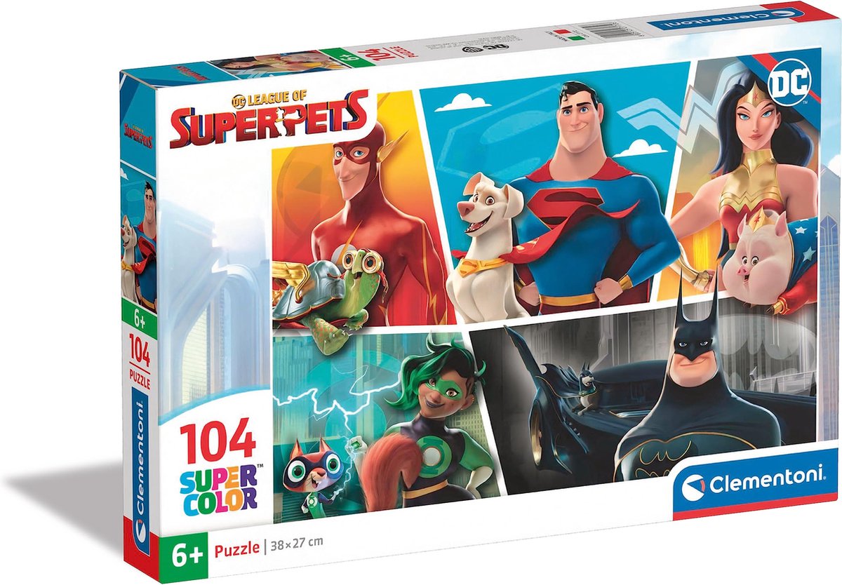 Clementoni - Puzzel Superhelden - Superpets - 104 stukjes - Vanaf 6 jaar