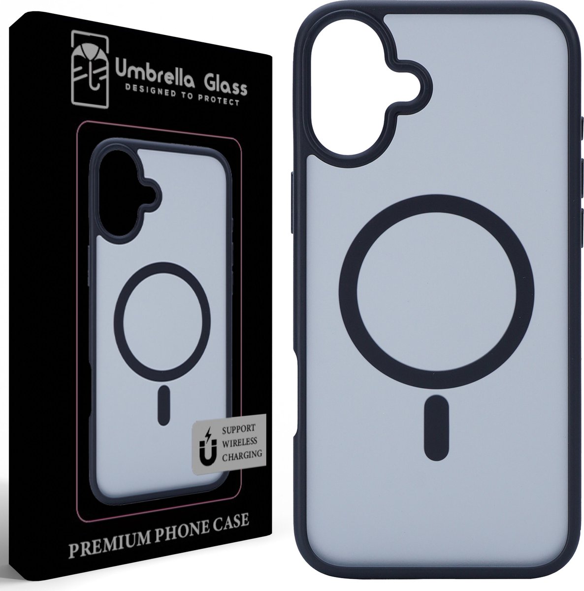 Umbrella Glass - Black Mysterie Magnetic Shield hoesje - Geschikt voor iPhone 16