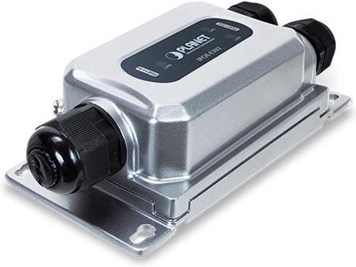 PLANET IPOE-E302 netwerkextender Netwerkzender Zwart, Grijs 10, 100, 1000 Mbit/s