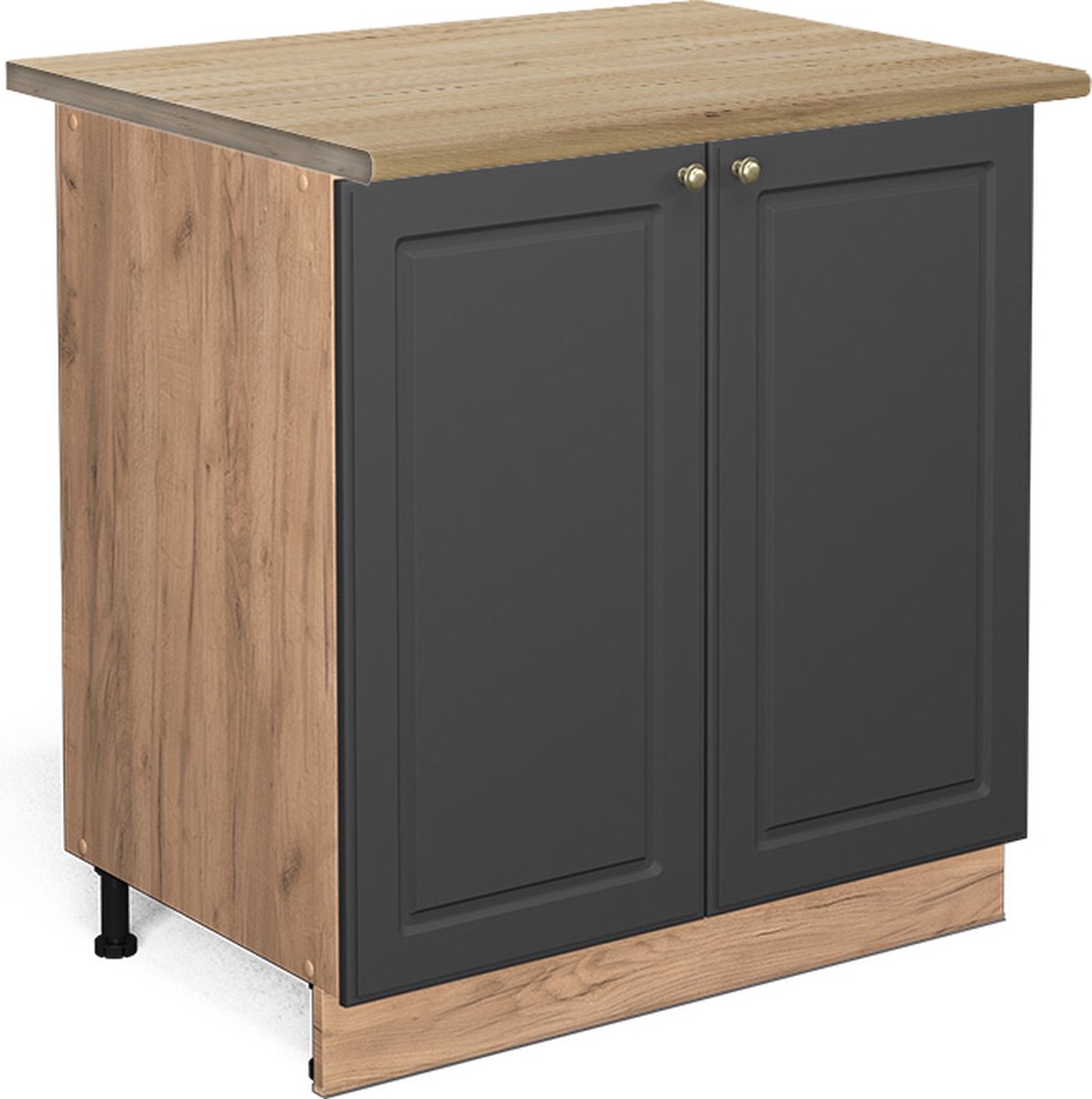 Vicco Fame-Line Keukenonderkast – 80 cm met legplank, WB Eik Antraciet-goud