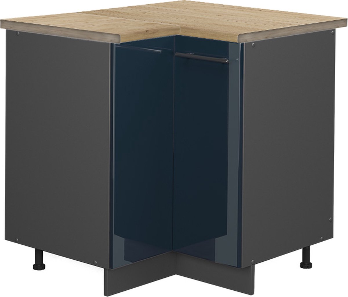 Vicco Fame-Line Hoekonderkast – 80.5 cm, WB Eik Donkerblauw hoogglans Donkerblauw hoogglans/Antraciet