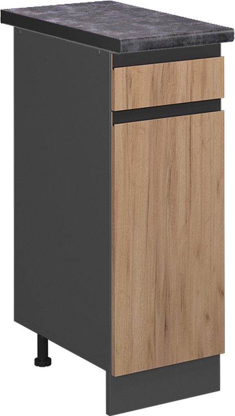 Vicco R- Line Cuisine Meuble bas de cuisine – 30 cm, WB Anthracite Chêne doré puissant, WB Anthracite