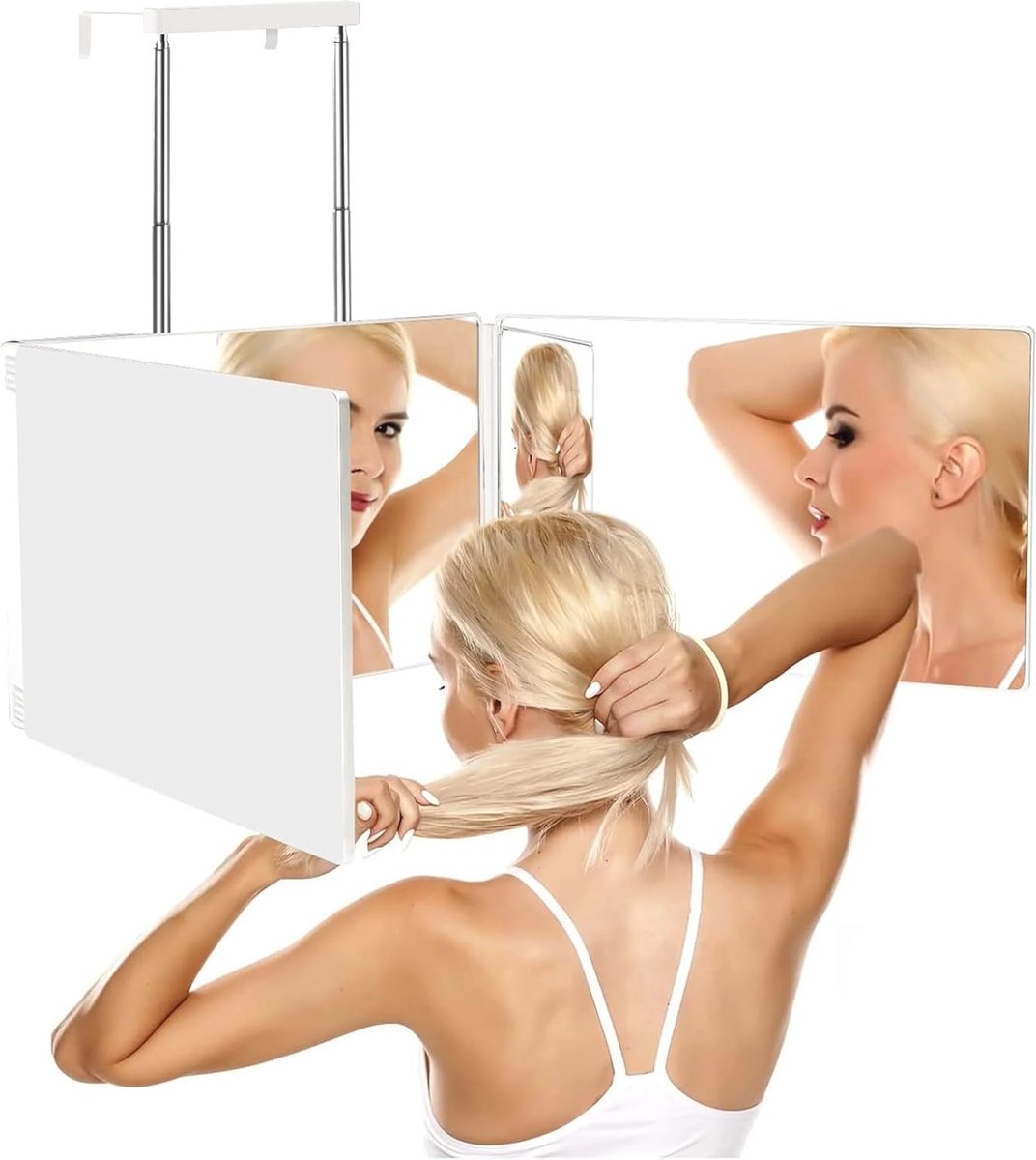 Goedkoopste 360 Graden Inklapbare Driezijdige Spiegel - Verstelbare Douchespiegel voor Haar, Scheer en Make-up