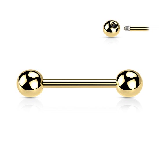 piercing titane plaqué or 12mm