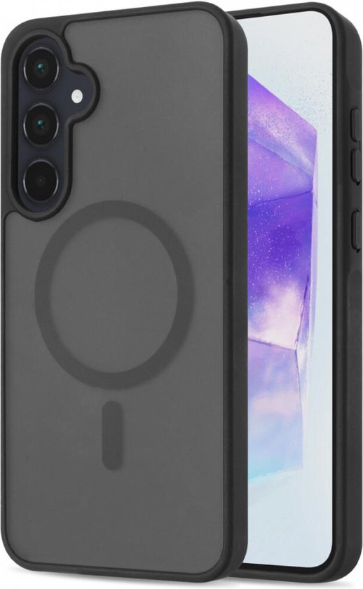 Hoesje Geschikt voor Samsung Galaxy A55 - Compatibel met MagSafe - Matte Beschermhoes - Backcover met Magneet - Zwart