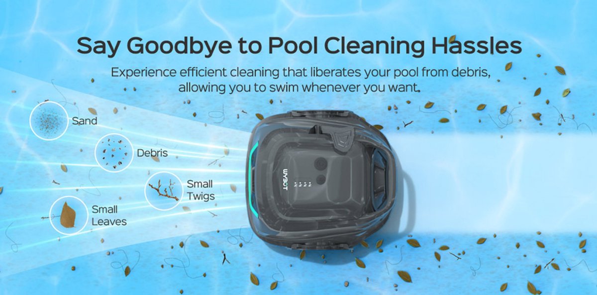 Robot Piscine Sans Fil A1 | Nettoyage Automatique 100m² | 120 Min Autonomie | Double Filtration | Pour Piscine Hors Sol