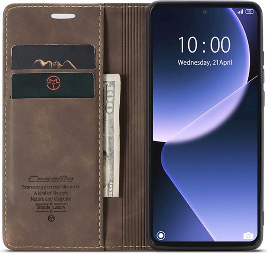 Coque Xiaomi 13T / 13T Pro - CaseMe Book Case - Marron Foncé