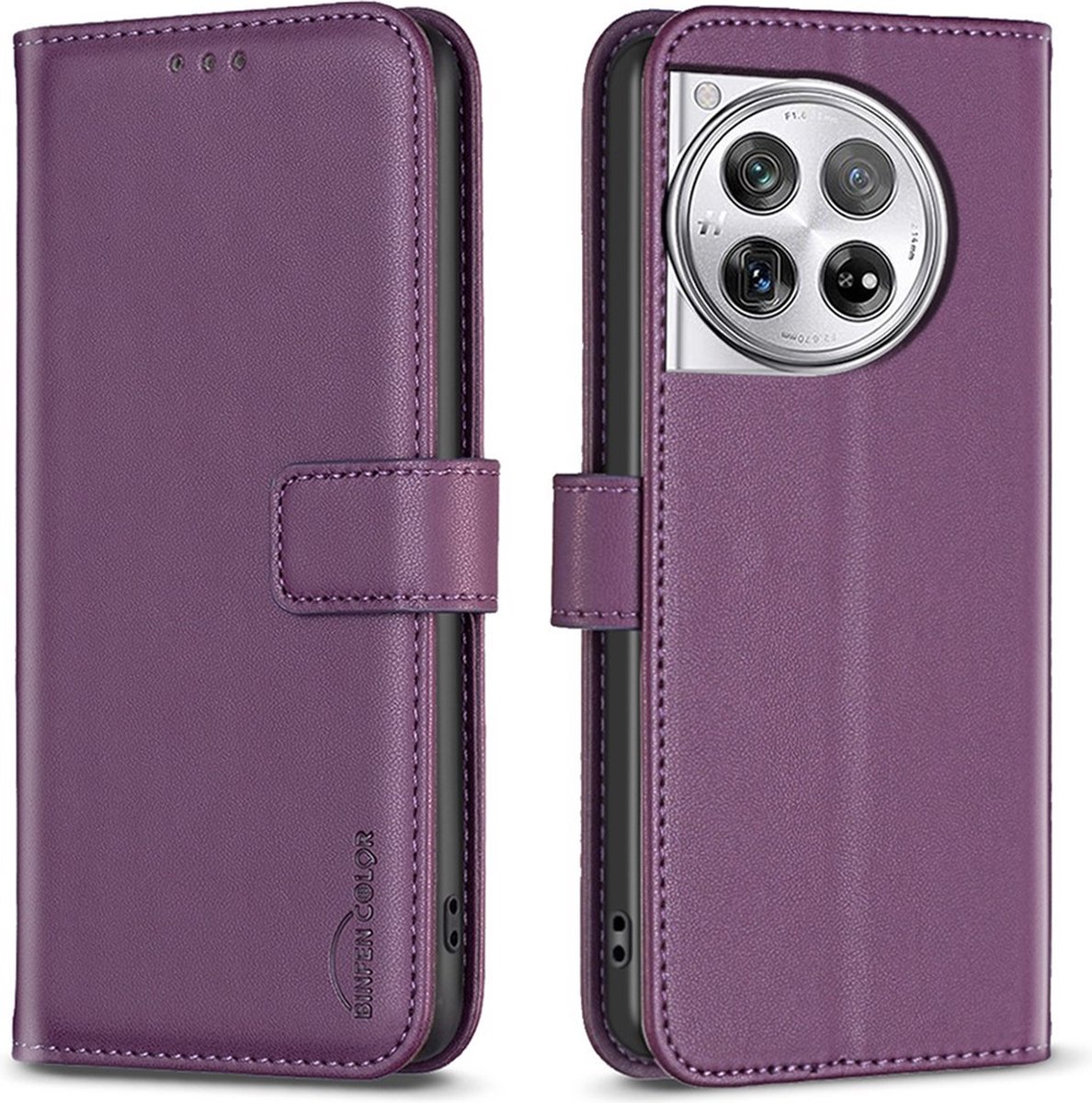 BINFEN Hoesje - Geschikt voor OnePlus 12 Hoesje - BINFEN Book Case - Paars