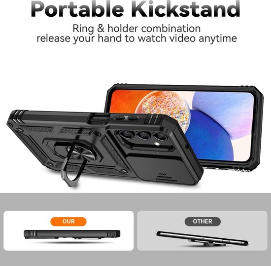 Coverup Ring Kickstand Couverture arrière avec Shield d'appareil photo adapté à la coque Samsung Galaxy A35 - Zwart
