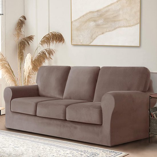Stoelhoezen voor 1 Zitplaats (70-110CM) met Armleuningen, Velours Elastische Krasbestendige Bankhoes voor Katten, Universele Bankhoes, Super Zacht en Comfortabel - Donkergrijs