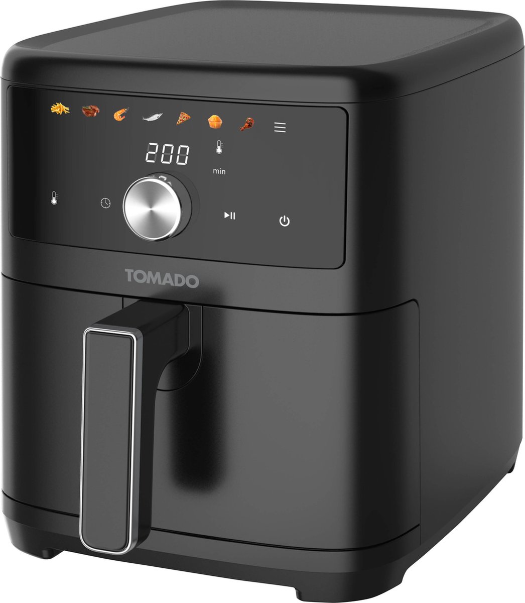 Afbeelding 3 van Tomado TAF6001B - XXL Airfryer - 6 liter - Hetelucht friteuse - 1000 gr friet - Digitaal display - Zwart