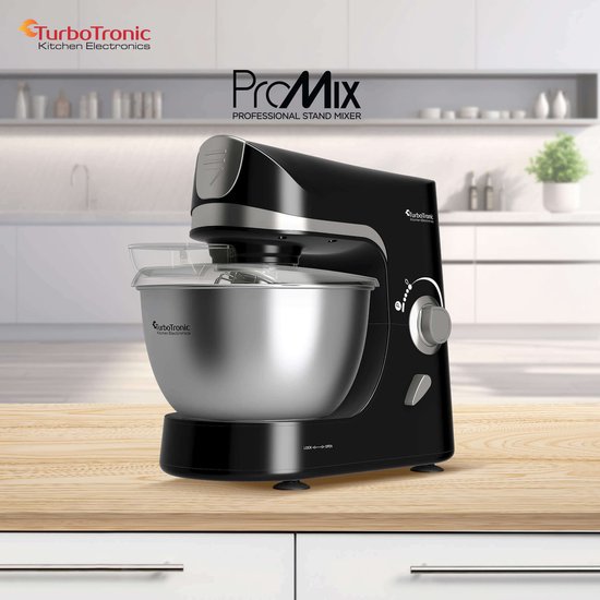 TurboTronic TT-002 Pro-Mix Keukenmachine - Staande Keukenmixer- keukenrobot- 5 Liter - 2000W - Zwart van TurboTronic — afbeelding 2