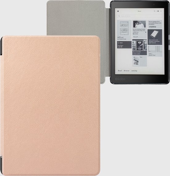 Lunso Geschikt voor Kobo Aura Edition 2 hoes (6 inch) - sleepcover - Goud van Merkloos — afbeelding 4