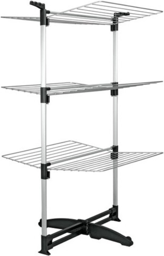 Foto: Tomado droogtoren ciclone 40 meter drooglengte zilvergrijs inklapbaar met haken voor kledinghangers aluminium en metaal 5 jaar garantie