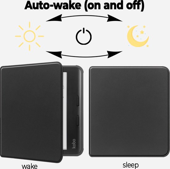 Lunso Geschikt voor Kobo Libra Colour hoes (7 inch) - sleepcover - Zwart van Lunso — afbeelding 5