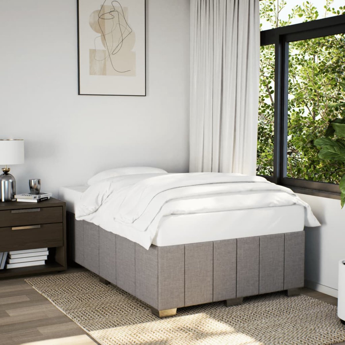 vidaXL Bedframe - zonder - matras - 120x200 - cm - stof - taupe