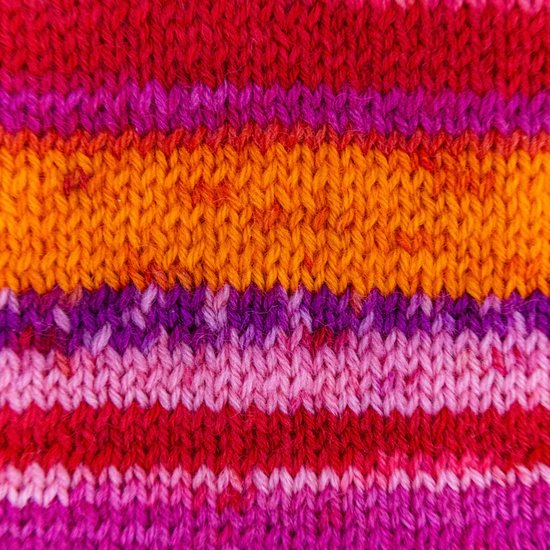 Brei-Haakgaren Luca-s – WoolenWalk Merino - 208 - Sunset Print - Rood gemeleerd - bol van 50 gram