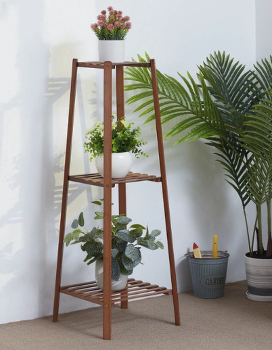 Quvio Plantenstandaard Met 3 Planken - Bamboe