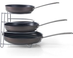 Metaltex - Pannenrek voor Keukenkast - Dekselhouder - Koekenpannen Houder - Zilvergrijs - Ruimtebesparend