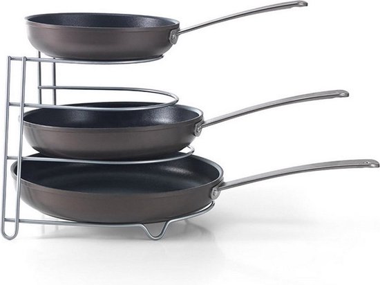 Metaltex - Pannenrek voor Keukenkast - Dekselhouder - Koekenpannen Houder - Zilvergrijs - Ruimtebesparend