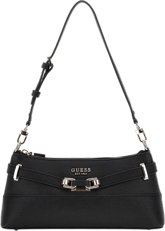 GUESS Women's Silvye Shoulder Bag - Small Pebble PU With Gold Hardware, Interior Zip Pocket