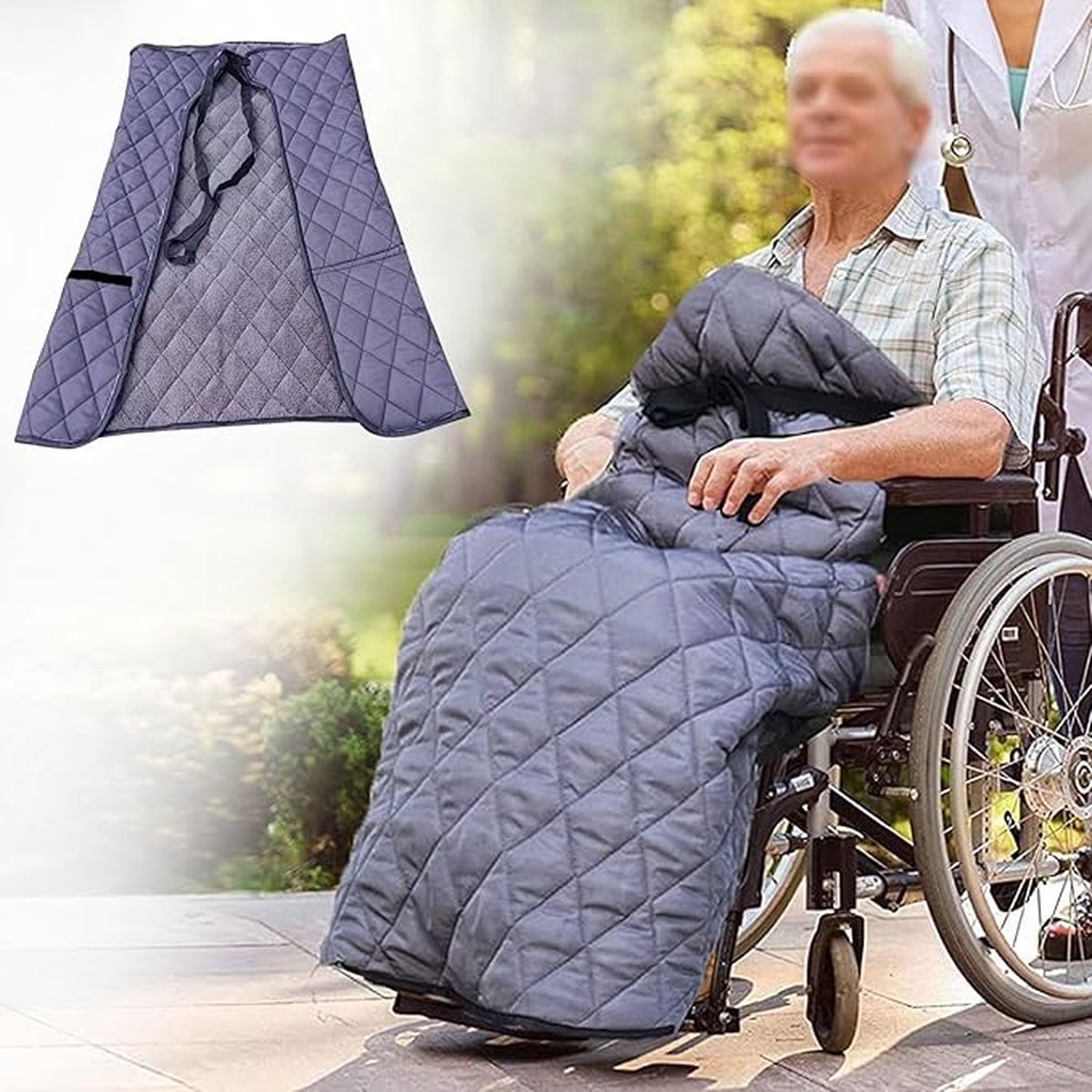 Goedkoopste rolstoelhoes, dikke warme rolstoel fleece wikkeldeken accessoires voor de oudere patient 106L x 118W x 0.8H centimetres