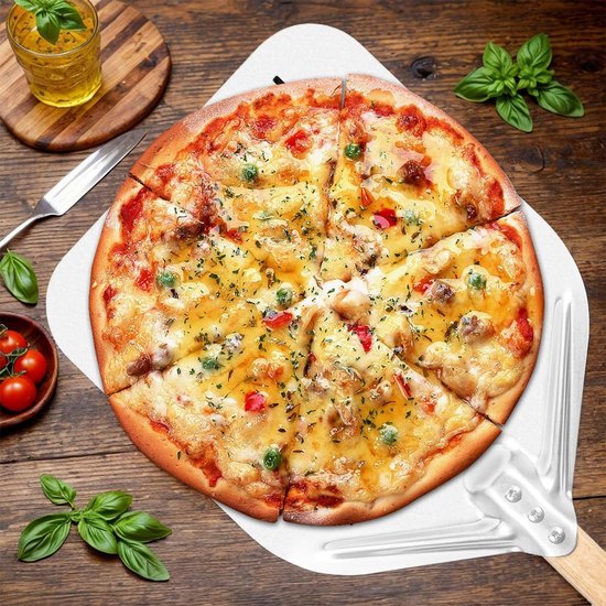Antech Pizzaschep met gat, korte pizzaschep van aluminium